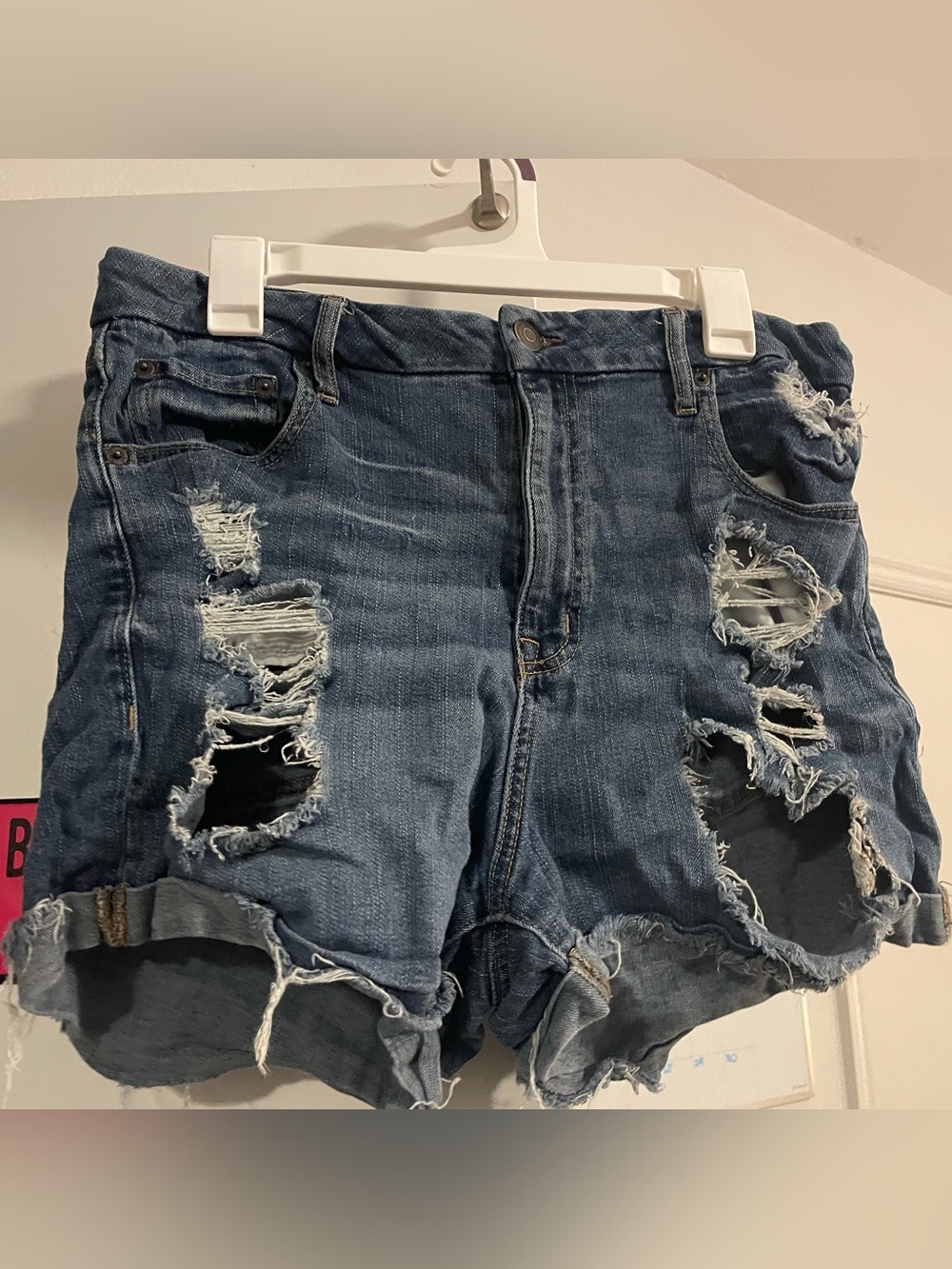 Aeropostale Curvy High Rise Distressed Denim Shorts Size 16